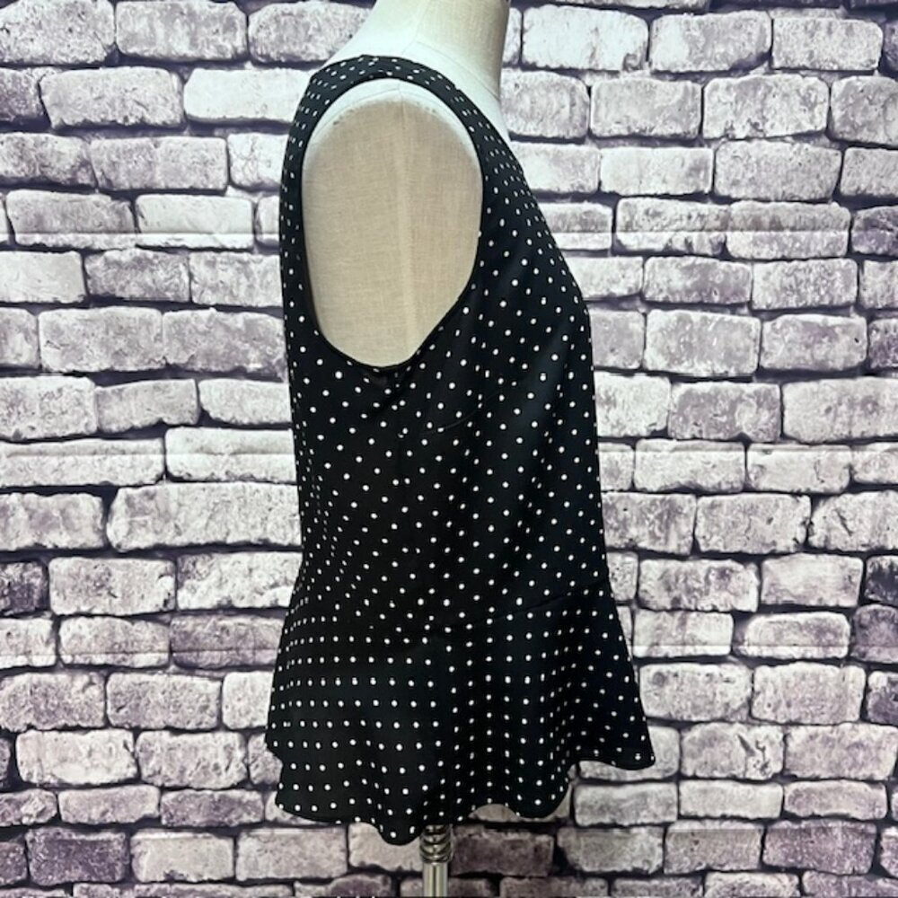 Talbots Black & White Polka Dot Blouse W/ Peplum Bottom Size 10 - Picture 7 of 8
